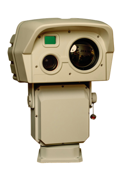 Un cooled EO/IR camera on a pan-tilt pedestal